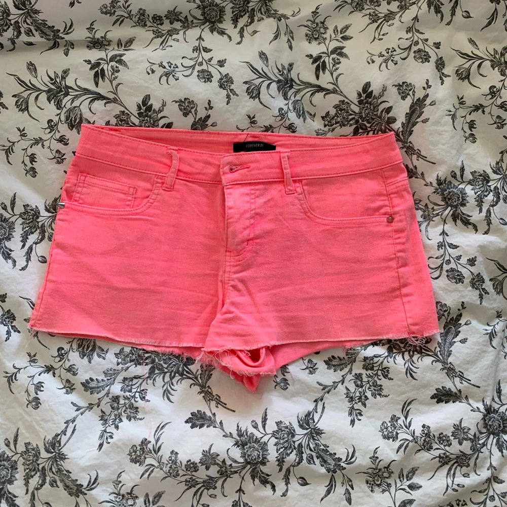 Neon pink stretchy shorts